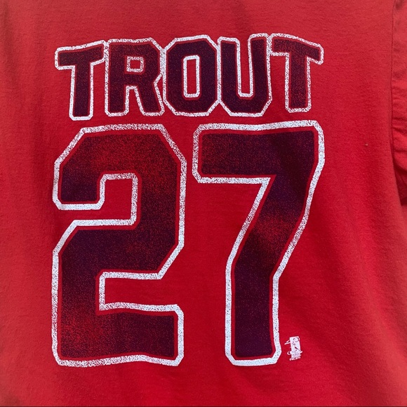 ✅ Genuine Merchandise Angels Trout 27 Red T-Shirt - Picture 8 of 11